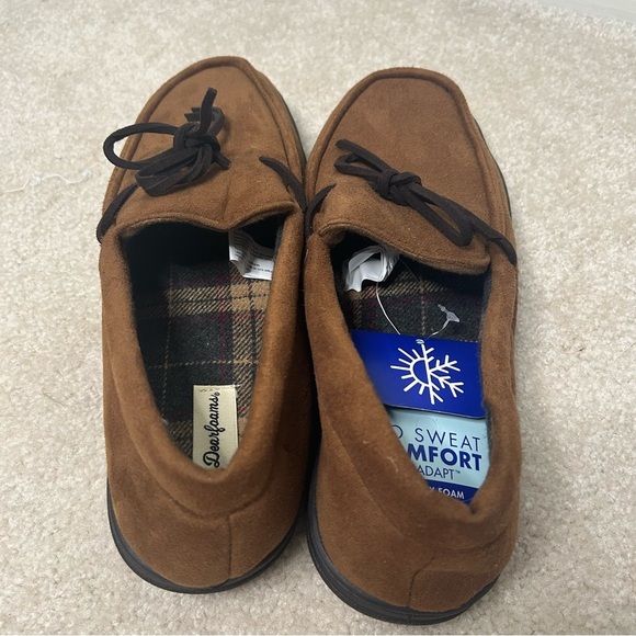 Dearfoam Slippers Dluxe Moccasin  Brown  Size 11/12 Large House Shoes Indoor - Picture 6 of 13